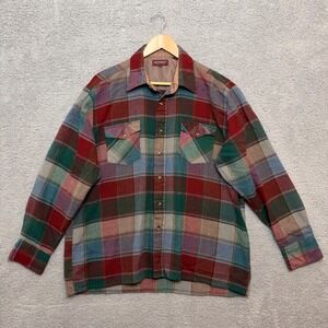VTG Anthonys Plaid Flannel Shirt Men‎ XL Red Green Button Down Holiday Christmas